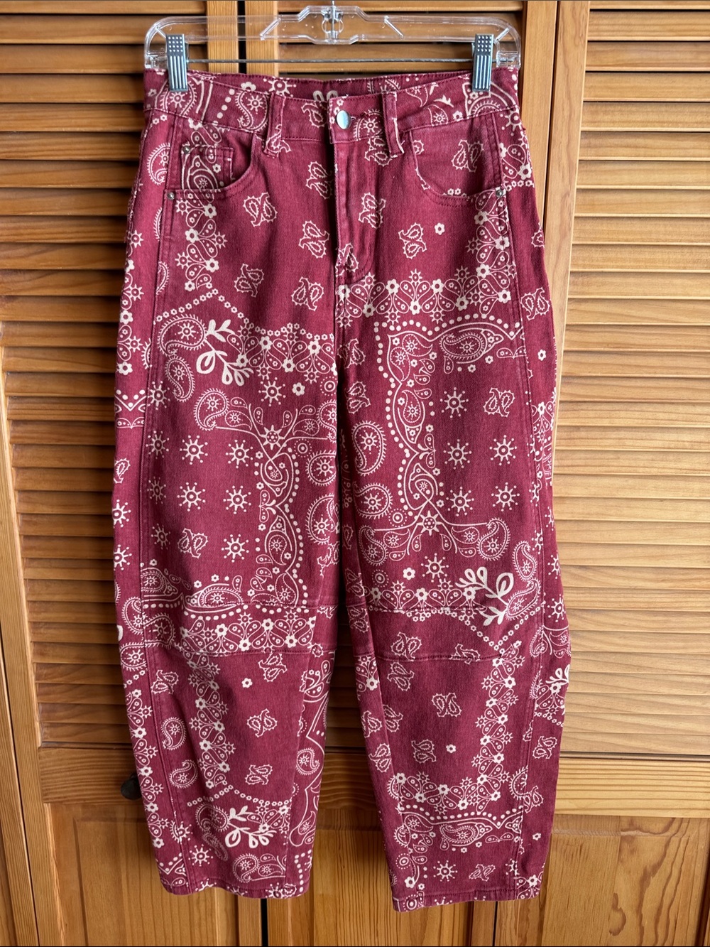 Bandana Red Print Barrel Jeans almost identical to Free People - S